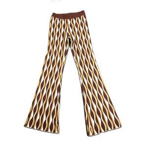 Miss Love Knit Psycodelic Flare Disco Pants M Long